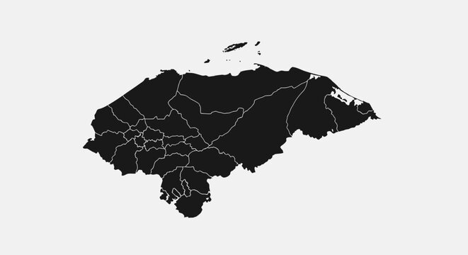Honduras Map Silhouette - Black and White Vector Illustration