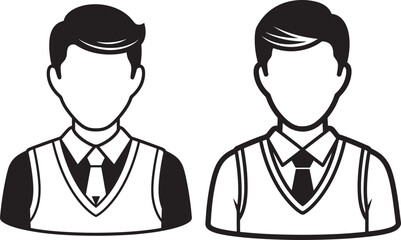 Fototapeta premium Silhouette icon of two men in formal vests and ties