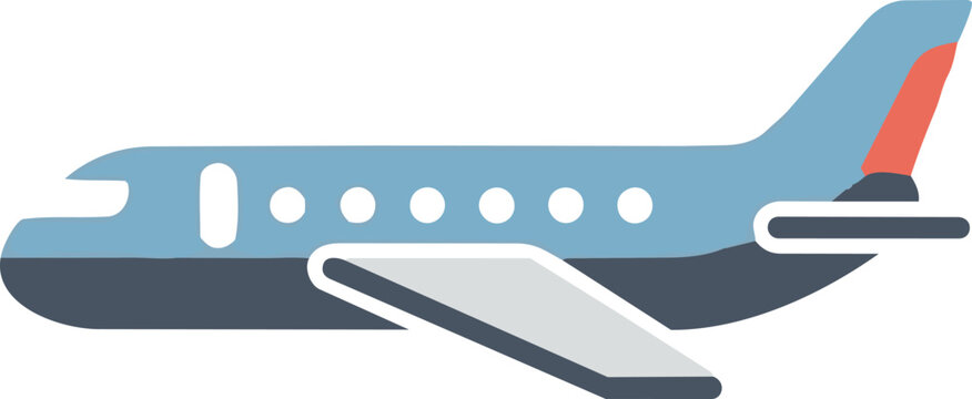 A stylized illustration of a commercial airplane in flight with a distinctive tail design Vector, illustration