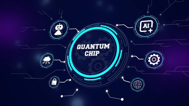 High performance quantum chip processor visualizing complex atomic logic and high precision particle processing for professional scientific research