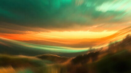Fototapeta premium Golden sunset streaks across rolling hills