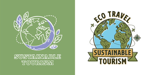 Sustainable Tourism Earth Illustration   Eco Travel Global Concept Design © Nila