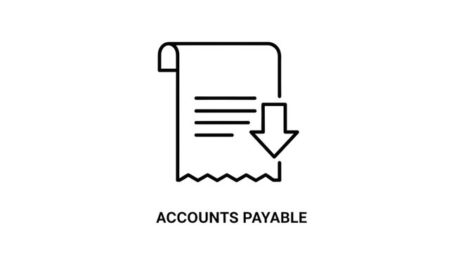 Accounts Payable Icon: Bill with Down Arrow, Financial Management Concept