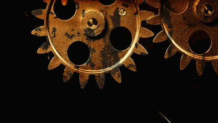 Fototapeta premium Vintage Industrial Grunge Background with Gritty Steampunk Metal Gears
