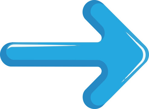 Modern stylized arrow pointing towards the right with a rounded end Vector, illustration