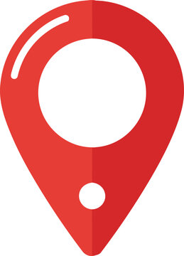 Red location pinpoint icon with a circular hole in the center of the pin Vector, illustration