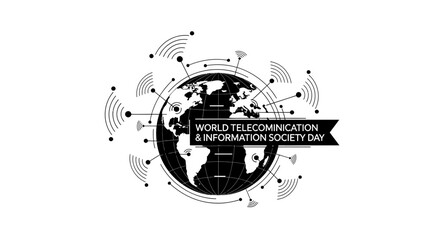 Fototapeta premium World Telecommunication Day Globe Icon.