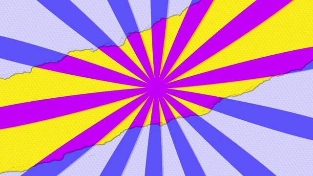 Dynamic Pop Art Sunburst Background with Tearing Paper Effect