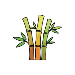 Fototapeta premium Bamboo stalks with green leaves.