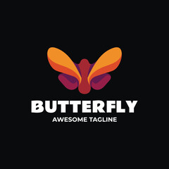 Obraz premium An elegant butterfly logo representing transformation and beauty, designed with soft curves and vivid colors that symbolize change and growth in branding and identity.