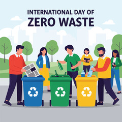 Naklejka premium People recycling waste into bins outdoors 2.
