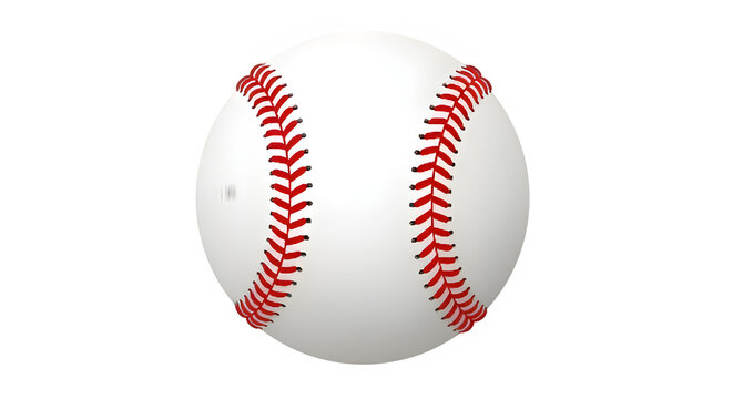Close up white baseball with red stitching isolated.