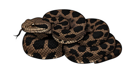 Obraz premium Coiled Snake with Distinct Pattern and Glossy Scales.