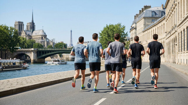 Jogging le long de la Seine avec vue sur la Tour Eiffel