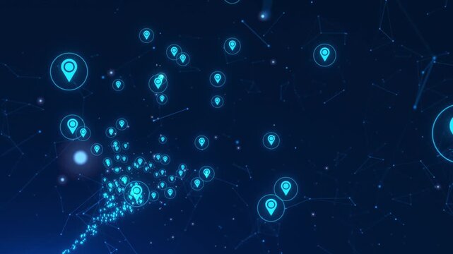 Map Pointer Icon Flying Background