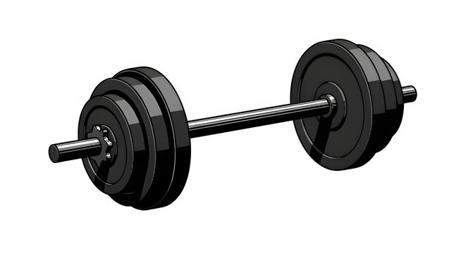 Dumbbell with weight plates and metal bar.