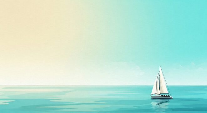 青い海に白いヨット