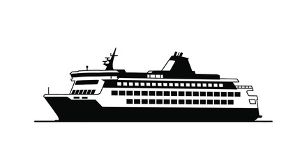 Fototapeta premium A large passenger ship is depicted in a striking black silhouette