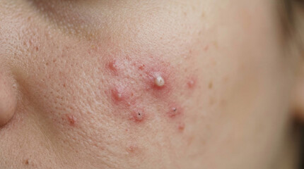 Fototapeta premium Acne Skin Close-Up Dermatology Texture Concept