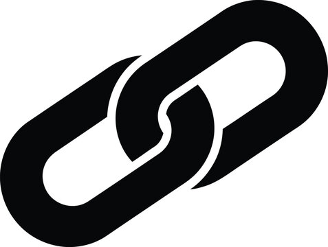 Silhouette of a single black chain link on a white background