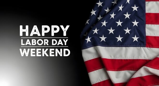 Happy labor day weekend celebration with american flag