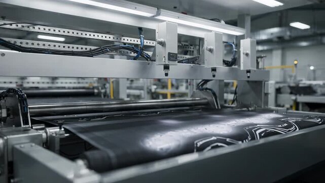 Ultrasonic gauges analyzing thickness variations on a conveyor belt in a hightech facility showcasing advanced noncontact measurement technology during continuous processing.