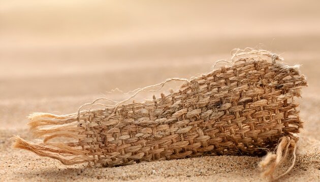 High-Resolution Macro Photo of Ancient, Arid Desert Excavation Linen Fabric showing Texture and Weave with Copy Space