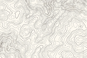 Fototapeta premium A detailed topographic map illustration showing complex elevation contour lines on a beige background Vector