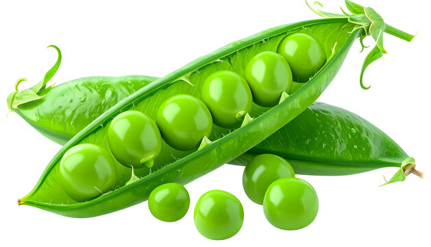Fresh green pea pods with peas close up isolated on black background studio shot