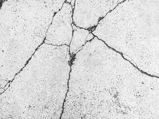Obraz premium Crack wall texture background broken earthquake effect, whtie grey building cement damage pattern plaster grunge black line paint surface abstract, construction rough street concrete backdrop