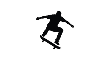 Obraz premium Skateboarder performing a trick mid air a striking black silhouette