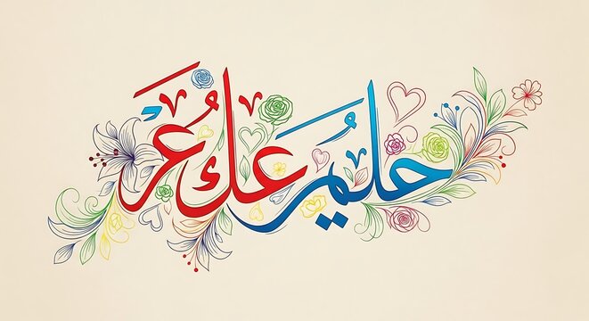 Arabic Calligraphy Art with Floral Design