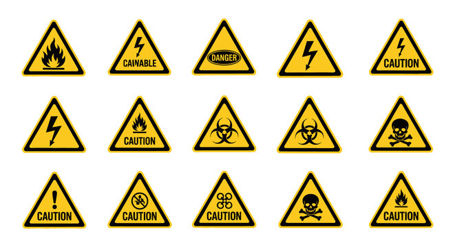 set of yellow warning signs