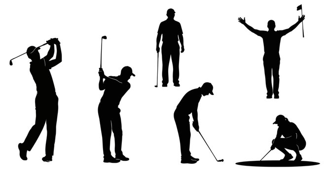 Golfer Silhouettes: Swing, Putt, Celebrate - Sports Action Collection