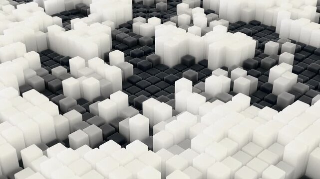 abstract black and white geometric pattern background, 4k seamless loop, 3d render