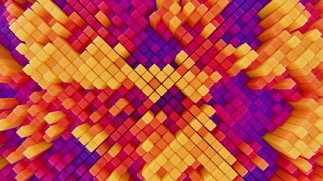 abstract vivid color geometric pattern background, 4k seamless loop, 3d render