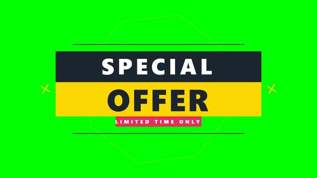 Dynamic Sales Promotion Graphics with "Special Offer" Animation on Green Screen Background for Marketing Impact