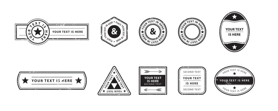 Vintage Badge Label Set, Retro Stamp Emblem Collection with Editable Text Templates