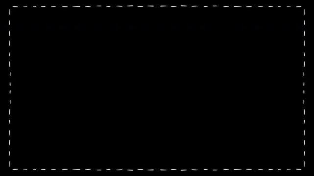 Hand drawn dot line rectangle frame animation with alpha channel