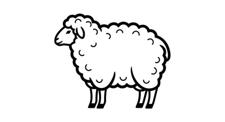 Stylized Sheep Illustration - A Simple Black and White Farm Animal. © wiwit