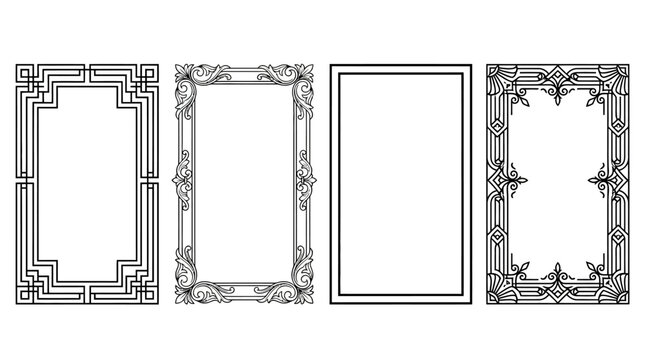 Intricate decorative frames set with elegant vintage borders, perfect for antique graphic design projects and sophisticated document layouts