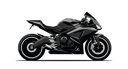 Obraz premium Sleek Black Sports Motorcycle Isolated on White Background.