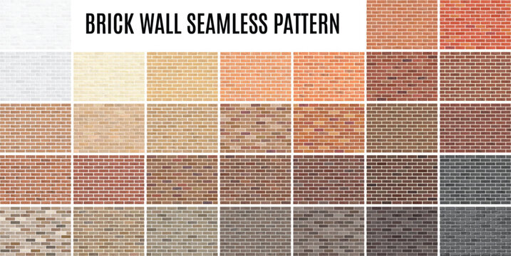 Brick Wall Seamless Texture Set, Realistic Tileable Masonry Background Collection