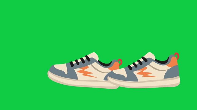 2D Animated Colorful Sport Sneakers with Modern Athletic Design for Active Footwear Collection Dynamic Style