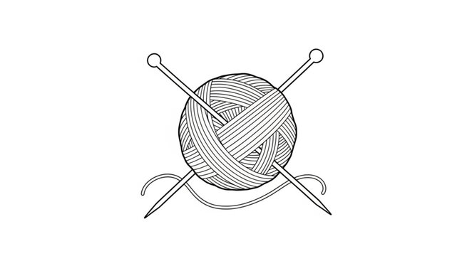 Yarn Ball and Knitting Needles - A Crafty Illustration.