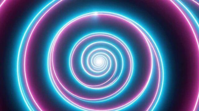A golden ratio spiral drawing itself continuously with a glowing neon line on a dark background.
