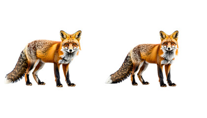 Fototapeta premium The image shows a red fox, a forest mammal with fluffy red fur.