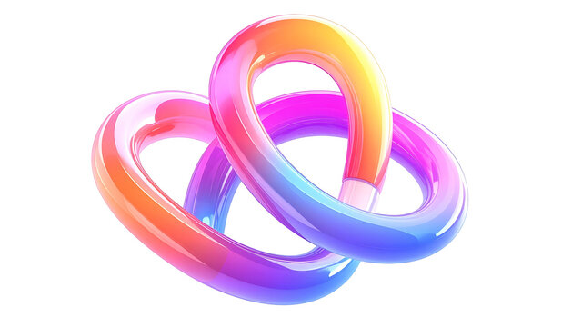 Abstract mobius strip knot with smooth colorful gradient on seamless black background