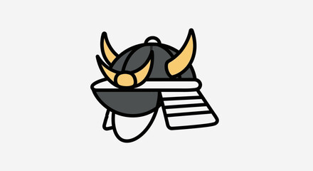 Obraz premium Stylized Samurai Helmet Icon Vector Illustration