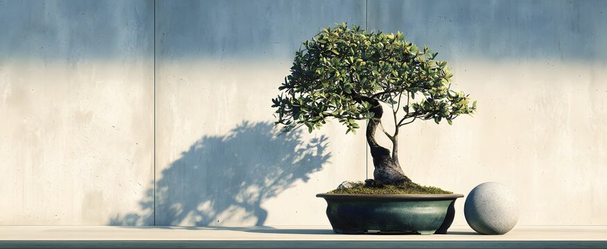 Bonsai tree in an elegant plant on a table